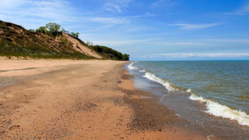 Sand dunes line the shoreline at Central Avenue Beach.