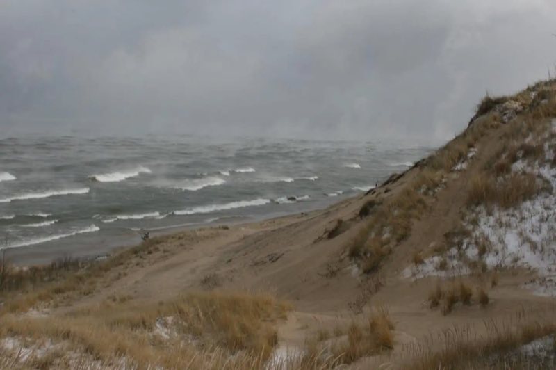 Winter Waves at Central Beach. Campsites are closed in winter.