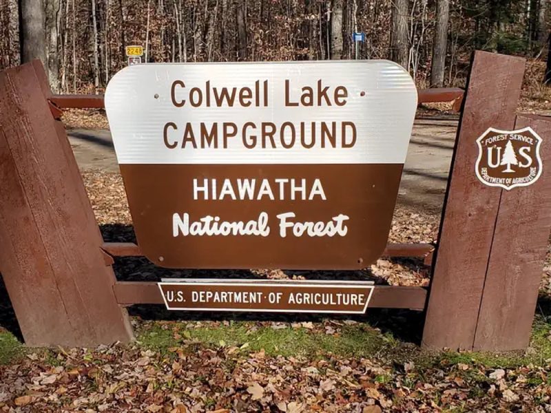 Sign located at Colwell Lake Campground