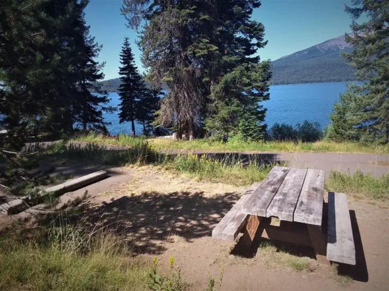 Campsite alongside Diamond Lake, Umpqua National Forest
