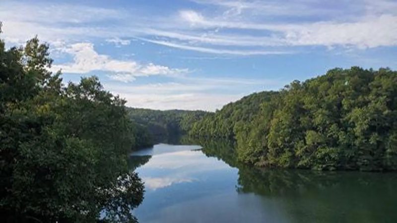 A beautiful overhead image of East Lynn Lake