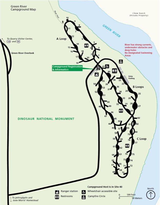 map showing the layout of campsites in the campground
