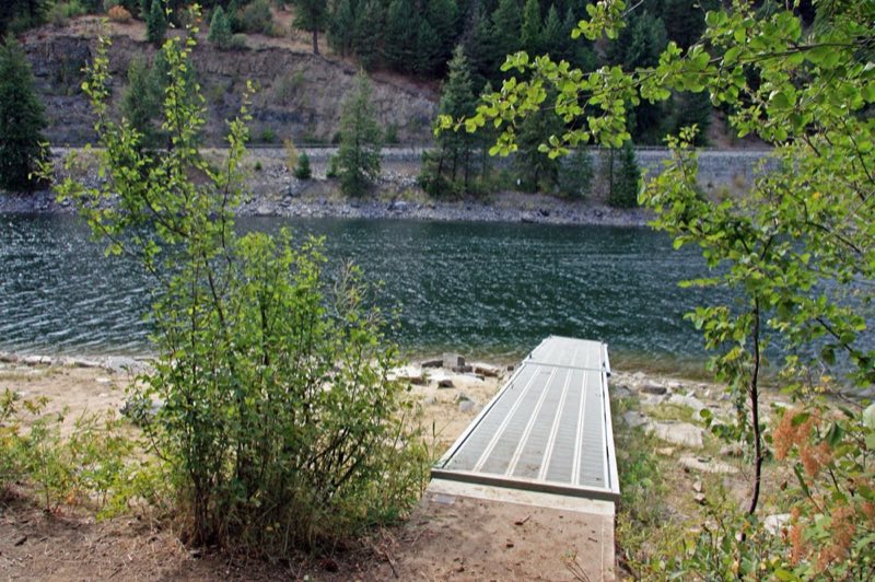 metal dock jutting into the water