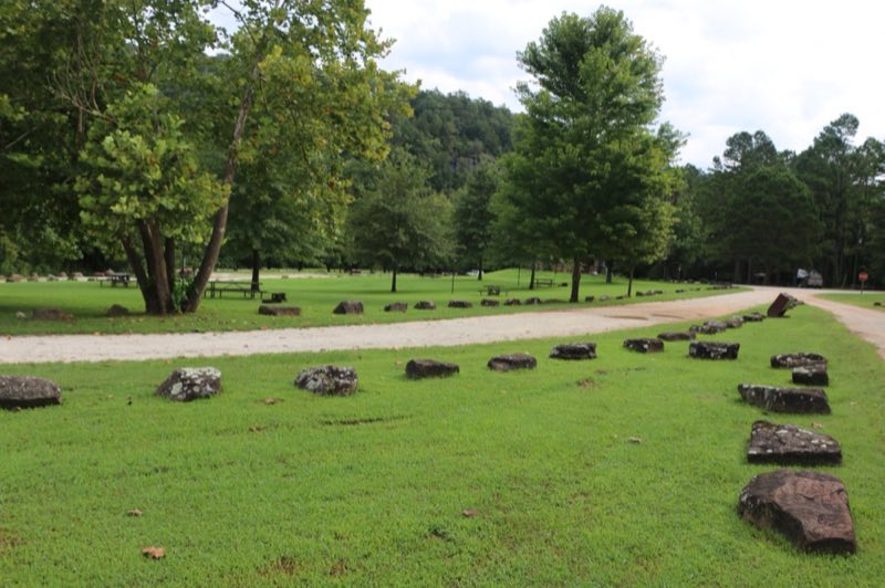 a mix of sunny and shady camp sites shown at Kyle's Landing Campground