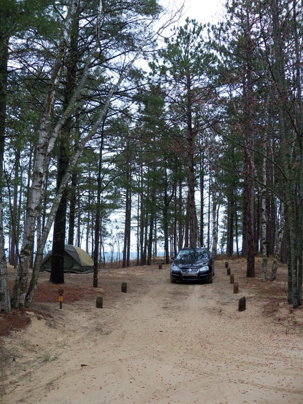 Tent and Car at Twelvemile Beach Campground